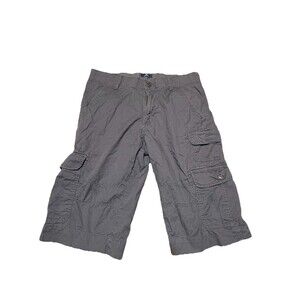 George Mens Grey Cotton Twill Cargo Shorts Size 32